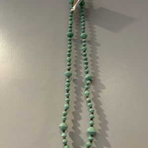 Teal paper bead necklace